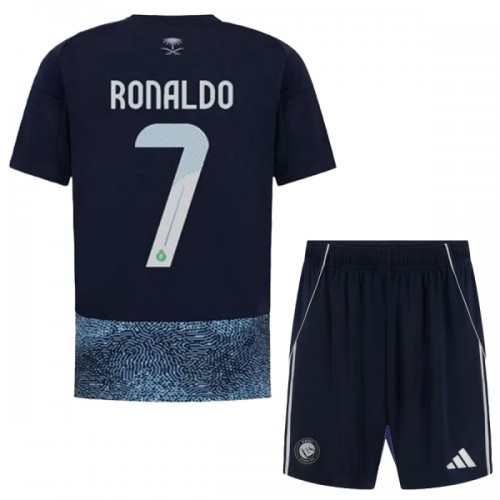 Officiële Voetbalshirt + Korte Broek Al Nassr Ronaldo 7 Uit 2025-26 - Kids Officiële Voetbalshirt + Korte Broek Al Nassr Ronaldo 7 Uit 2025-26 - Kids
