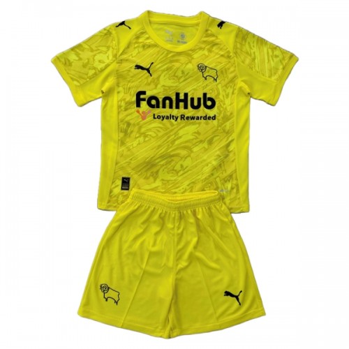 Officiële Voetbalshirt + Korte Broek Doelman Derby County 2025-26 Gele - Kids Officiële Voetbalshirt + Korte Broek Doelman Derby County 2025-26 Gele - Kids