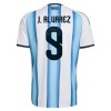 Officiële Voetbalshirt + Korte Broek Argentinië J. Alvarez 9 Thuis WK 2026 - Kids