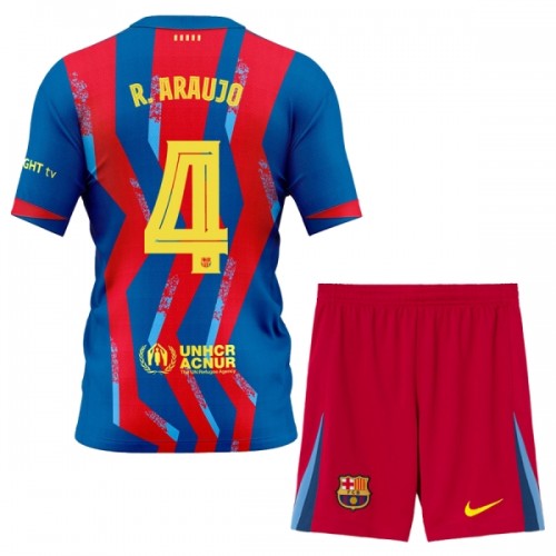 Officiële Voetbalshirt + Korte Broek FC Barcelona R. Araujo 4 Vierde 2025-26 - Kids Officiële Voetbalshirt + Korte Broek FC Barcelona R. Araujo 4 Vierde 2025-26 - Kids