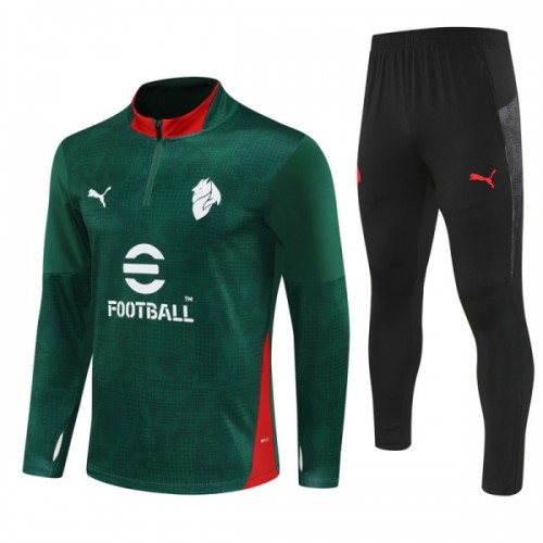 AC Milan Trainings Sweatshirt Quarter-zip 2025-26 Groene - Heren AC Milan Trainings Sweatshirt Quarter-zip 2025-26 Groene - Heren