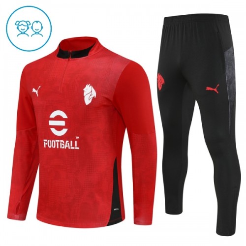 AC Milan Trainings Sweatshirt Quarter-zip 2025-26 Rode - Kids AC Milan Trainings Sweatshirt Quarter-zip 2025-26 Rode - Kids