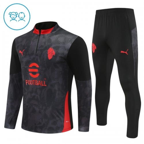 AC Milan Trainings Sweatshirt Quarter-zip 2025-26 Zwarte - Kids AC Milan Trainings Sweatshirt Quarter-zip 2025-26 Zwarte - Kids