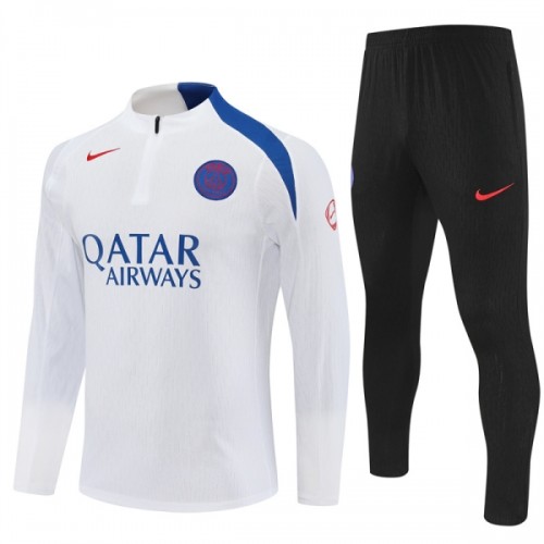 Paris Saint-Germain Trainings Sweatshirt Quarter-zip 2025-26 Witte - Heren Paris Saint-Germain Trainings Sweatshirt Quarter-zip 2025-26 Witte - Heren