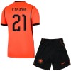 Officiële Voetbalshirt + Korte Broek Nederland Frenkie de Jong 21 Thuis WK 2026 - Kids Officiële Voetbalshirt + Korte Broek Nederland Frenkie de Jong 21 Thuis WK 2026 - Kids