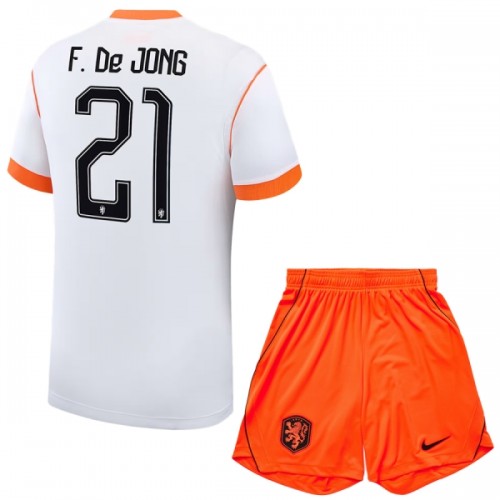 Officiële Voetbalshirt + Korte Broek Nederland Frenkie de Jong 21 Uit WK 2026 - Kids Officiële Voetbalshirt + Korte Broek Nederland Frenkie de Jong 21 Uit WK 2026 - Kids
