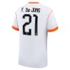 Officiële Voetbalshirt Nederland Frenkie de Jong 21 Uit WK 2026 - Heren