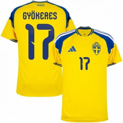 Officiële Voetbalshirt Zweden Gyokeres 17 Thuis WK 2026 - Heren Officiële Voetbalshirt Zweden Gyokeres 17 Thuis WK 2026 - Heren