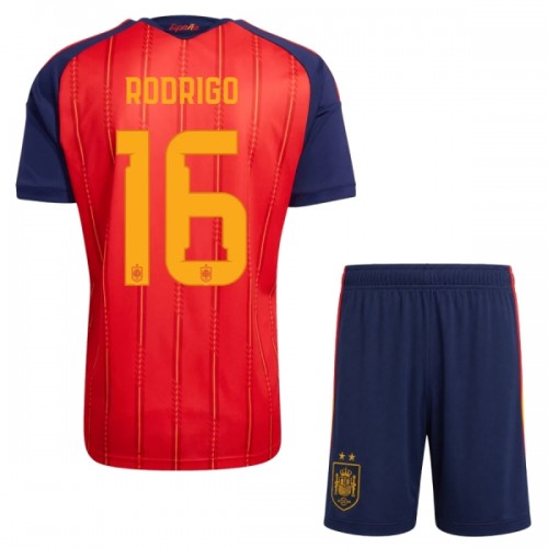 Officiële Voetbalshirt + Korte Broek Spanje 2 Stars Rodrigo 16 Thuis WK 2026 - Kids Officiële Voetbalshirt + Korte Broek Spanje 2 Stars Rodrigo 16 Thuis WK 2026 - Kids