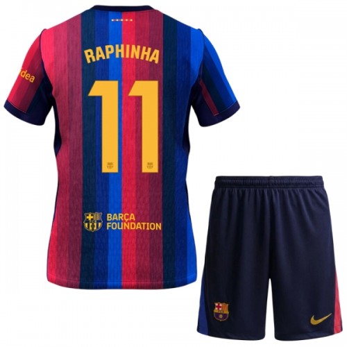 Officiële Voetbalshirt + Korte Broek FC Barcelona Raphinha 11 Thuis 2026-27 - Kids Officiële Voetbalshirt + Korte Broek FC Barcelona Raphinha 11 Thuis 2026-27 - Kids