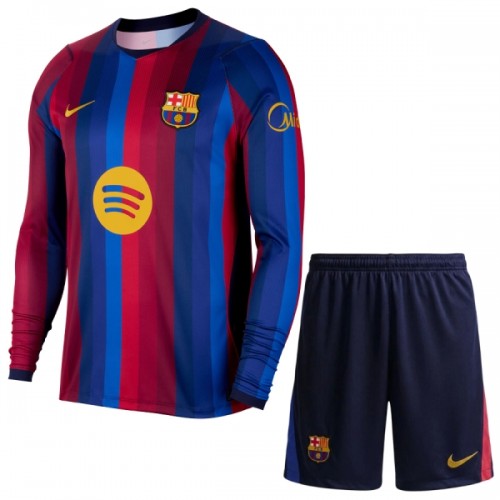 Officiële Voetbalshirt + Korte Broek FC Barcelona Thuis 2026-27 Lange Mouw - Kids Officiële Voetbalshirt + Korte Broek FC Barcelona Thuis 2026-27 Lange Mouw - Kids