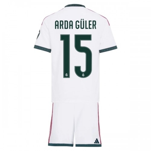 Officiële Voetbalshirt + Korte Broek Real Madrid Arda Guler 15 Thuis 2026-27 - Kids Officiële Voetbalshirt + Korte Broek Real Madrid Arda Guler 15 Thuis 2026-27 - Kids