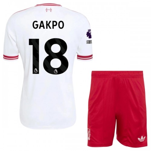 Officiële Voetbalshirt + Korte Broek Liverpool Gakpo 18 Uit 2026-27 - Kids Officiële Voetbalshirt + Korte Broek Liverpool Gakpo 18 Uit 2026-27 - Kids