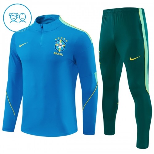 Brazilië Trainings Sweatshirt Quarter-zip 2026-27 Blauwe - Kids Brazilië Trainings Sweatshirt Quarter-zip 2026-27 Blauwe - Kids