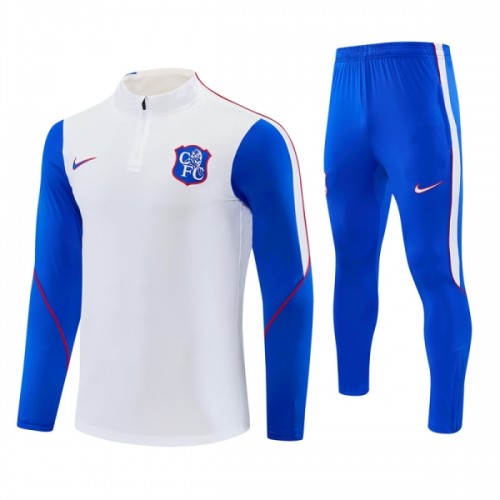 Chelsea Trainings Sweatshirt Quarter-zip 2026-27 Witte - Heren Chelsea Trainings Sweatshirt Quarter-zip 2026-27 Witte - Heren
