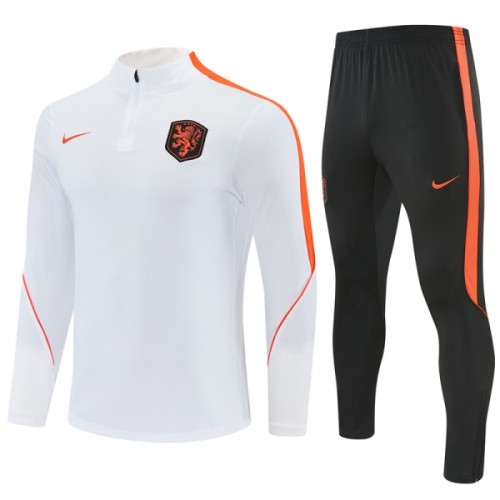 Nederland Trainings Sweatshirt Quarter-zip 2026-27 Witte - Heren Nederland Trainings Sweatshirt Quarter-zip 2026-27 Witte - Heren