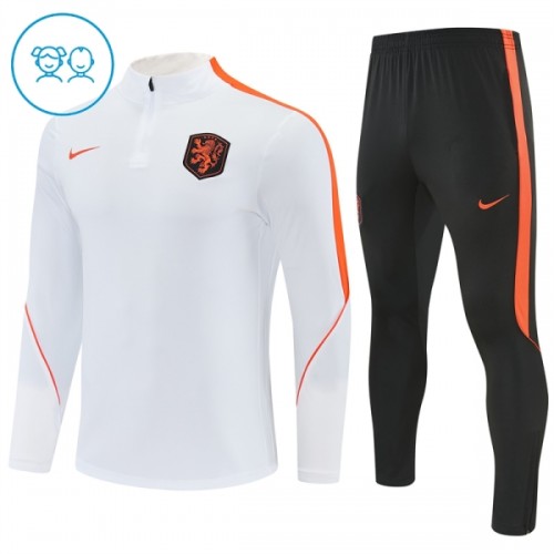 Nederland Trainings Sweatshirt Quarter-zip 2026-27 Witte - Kids Nederland Trainings Sweatshirt Quarter-zip 2026-27 Witte - Kids