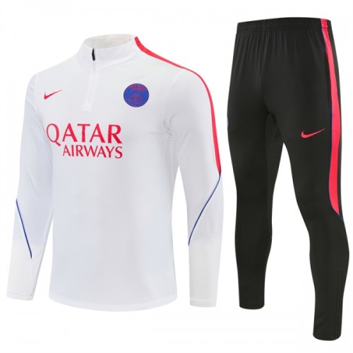 Paris Saint-Germain Trainings Sweatshirt Quarter-zip 2026-27 Witte - Heren Paris Saint-Germain Trainings Sweatshirt Quarter-zip 2026-27 Witte - Heren