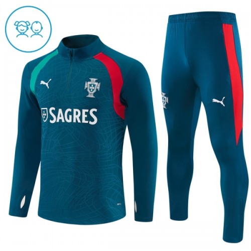 Portugal Trainings Sweatshirt Quarter-zip 2026-27 Blauwe - Kids Portugal Trainings Sweatshirt Quarter-zip 2026-27 Blauwe - Kids
