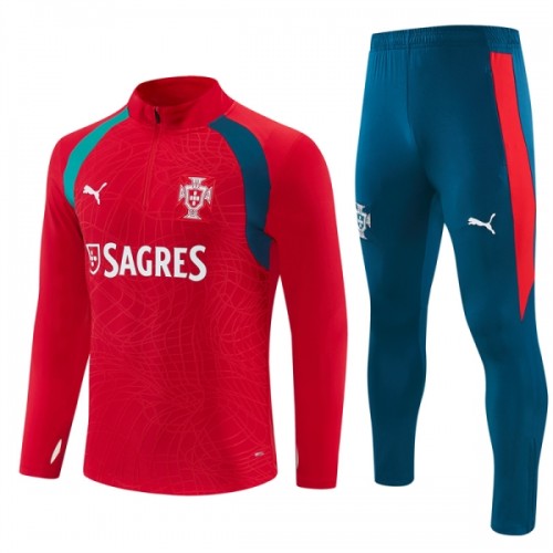Portugal Trainings Sweatshirt Quarter-zip 2026-27 Rode - Heren Portugal Trainings Sweatshirt Quarter-zip 2026-27 Rode - Heren