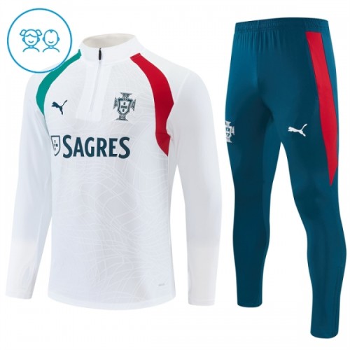 Portugal Trainings Sweatshirt Quarter-zip 2026-27 Witte - Kids Portugal Trainings Sweatshirt Quarter-zip 2026-27 Witte - Kids