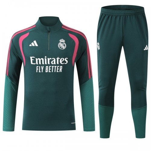 Real Madrid Trainings Sweatshirt Quarter-zip 2026-27 Groene - Heren Real Madrid Trainings Sweatshirt Quarter-zip 2026-27 Groene - Heren