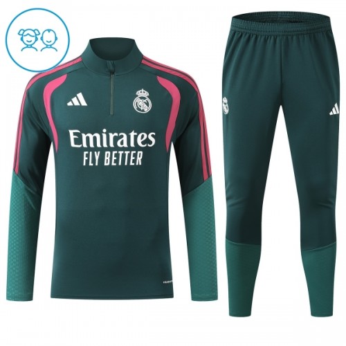 Real Madrid Trainings Sweatshirt Quarter-zip 2026-27 Groene - Kids Real Madrid Trainings Sweatshirt Quarter-zip 2026-27 Groene - Kids