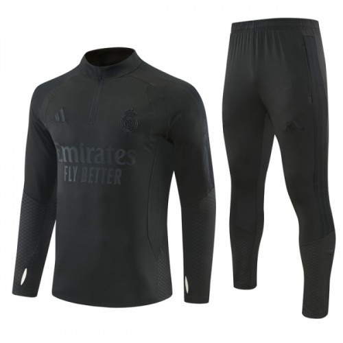 Real Madrid Trainings Sweatshirt Quarter-zip 2026-27 Zwarte - Heren Real Madrid Trainings Sweatshirt Quarter-zip 2026-27 Zwarte - Heren